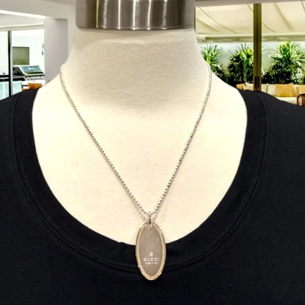 GUCCI VINTAGE NECKLACE SILVER GOLD - Picture 1 of 6